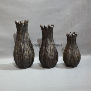 Últimos diseños Jarrón de metal rosa de moda con elegante forma de Cono doble y textura moteada para decoración contemporánea - Product Image 6