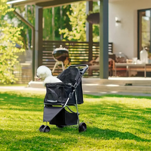 TH-PPS-546 Premium Poussette à trois roues pour chiens et chats avec porte-gobelet de cabine en maille respirante et toit pare-soleil - Product Image 5