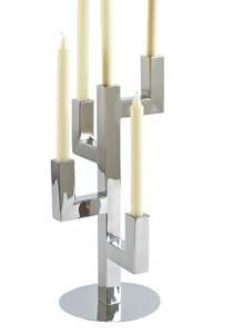 Luxury silver metal geometric <b>candle</b> holder 4 arm candelabra high end wedding centerpiece home decor polished abstract art style - Product Image 3