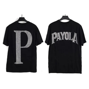 เสื้อยืดผู้ชายลายคริสตัลติดเพชรแบบรีดร้อน หลายสี เสื้อยืดโอเวอร์ไซส์ผ้าฝ้ายสำหรับผู้ชาย - Product Image 1
