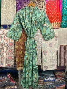 เสื้อคลุมกิโมโนชายหาดผ้าฝ้ายพิมพ์ลายบล็อกสำหรับ100% เสื้อคลุมอาบน้ำชุดนอนเสื้อคลุมสำหรับโรงแรมสปาสำหรับฤดูใบไม้ผลิฤดูร้อน - Product Image 5