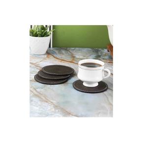 Juego de posavasos de cuero con forma redonda, para el hogar Decoración de mesa, posavasos de seis tazas con uso hecho a mano, gran oferta - Product Image 1