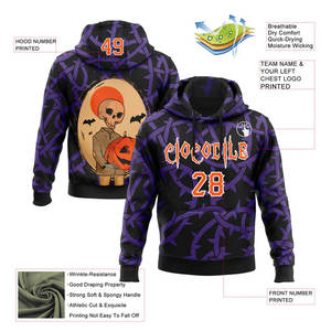 Sur mesure Orange ROUGE-Noir 3D Halloween Net Casual 340 Grammes Impression numérique Service OEM Imperméable Séchage rapide Polaire Hiver - Product Image 5