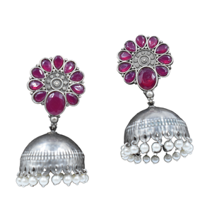 Meilleures ventes Top qualité argent se ressemblent perles de pierre clou Jhumka boucle d'oreille Design à la mode bijoux pour filles et femmes - Product Image 3