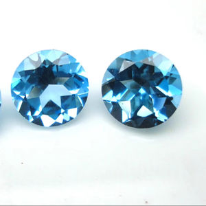 พลอยบุษราคัมสีฟ้าสวิสที่งดงาม6มม. ถึง10มม. ทรงกลมหลวมมีค่าสวิสสีฟ้าบุษราคัมตัดเหลี่ยมเพชรพลอยของขวัญสำหรับเธอ - Product Image 3