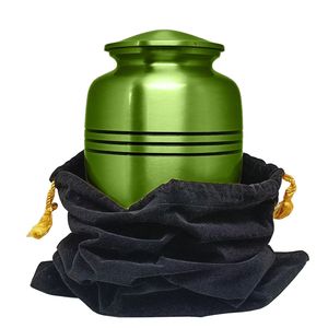 Urnes funéraires bleues personnalisées classique Triband bocal en métal pour l'enterrement cendres stockage mémorial souvenir adulte urnes en vrac fournitures funéraires - Product Image 4