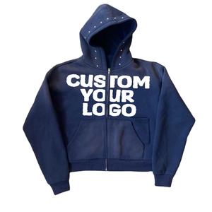 Manufacturer Custom 100% Cotton French Terry Distressed Acid Wash <b>Pink</b> Streetwear Zip <b>Hoodie</b> with Applique Embroidery for Men - Product Image 4