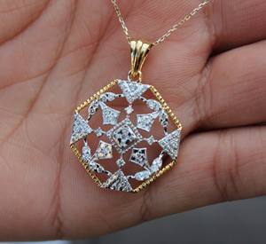 Colgante de lazo de oro amarillo de 18 quilates minimalista elegante IGI certificado joyería de diamantes naturales moderno delicado collar de lujo para mujer - Product Image 5