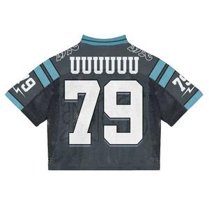 เสื้อเจอร์ซีย์อเมริกันฟุตบอลสไตล์วินเทจเสื้อตาข่ายสะพายไหล่แขนสั้นระบายอากาศได้ดีดีไซน์บ็อกซี่พิมพ์ลายได้ตามต้องการ - Product Image 2