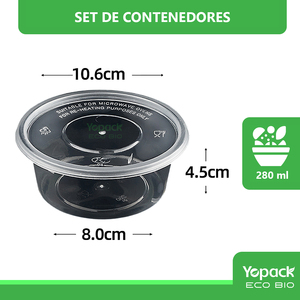 Contenitore rotondo in plastica da 280ML PP con coperchio piatto 300 pezzi spediti dal Messico - Product Image 3