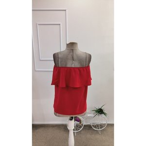 Blusa de mujer con hombros descubiertos, elástica y con volantes, estilo Dubai, 36987 - Rojo - Product Image 6