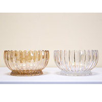 Luckygoods QT260099 Vente en gros de bols en verre côtelé à bord doré, bols à collation en verre ambré transparent pour la maison, l'hôtel et les mariages