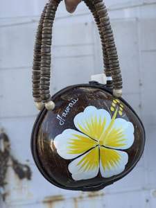 VIET FARGIMEX Women's Fashion Coconut Shell <b>Handbag</b> with Cotton Lining High Quality Handcraft Round Shape and Zipper Closure - Product Image 6