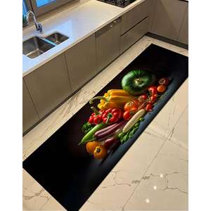 Tapis imprimé : design moderne, texture douce, idéal pour la cuisine et l'entrée, avec poils doux - Product Image 4