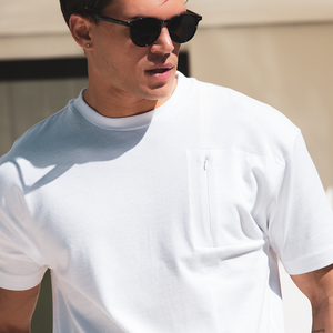 เสื้อยืดผู้ชายสไตล์สตรีทไซส์ใหญ่100% ผ้าฝ้ายรุ่นเฮฟวี่เวท300แกรมทรงครอปพอดีตัวอักษรสีขาวล้วน - Product Image 2