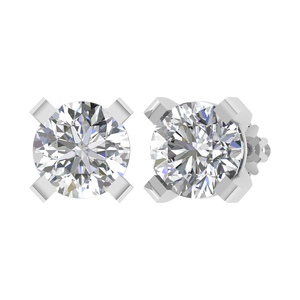 Boucles d'oreilles classiques en diamant VVS brillant en argent sterling 925 réglage de panier à quatre broches bijoux fins Moissanite de confiance - Product Image 2
