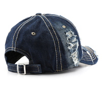 Casquettes de baseball unisexes de haute qualité, élégantes, à visière, en denim délavé à l'acide, couleur délavée, broderie, type denim, polyester/coton, streetwear