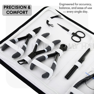 Professional Hair Extension Tools Stainless Steel Hair Extension <b>Pliers</b> <b>Sets</b> Kit With pulling hook loop Needle sectioning clips - Product Image 6