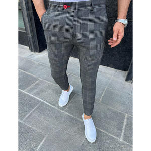 Pantalones ajustados para hombre con diseño Chino 70% lana 30% poliéster para uso diario elegante - Product Image 1
