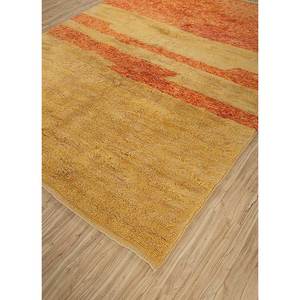 Tapis en laine noués à la main Zuri, rayures rouges et oranges, motifs abstraits et de couloir, rectangulaire 9x12 pour entrée et salon Pae-4509 - Product Image 2