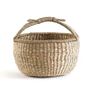 ตะกร้าใส่ของจากหญ้าทะเลธรรมชาติตะกร้าผ้าแบบแฮนด์เมดดีไซน์จากผู้ผลิตเวียดนาม - Product Image 1