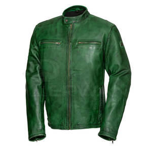 แจ็กเก็ตมอเตอร์ไซค์สำหรับผู้ชายเสื้อแจ็คเก็ตหนังแท้ระบายอากาศกันน้ำกันลมย้อมสีธรรมดา - Product Image 1