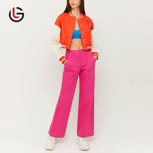 Best Quality Custom Made Women Cropped Letterman Jacket Quick Dry Cropped Letterman Jacket - Product Image 2