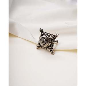 925 <b>Silver</b> Heritage Mandala Square <b>Ring</b> Cultural Collectible Jewelry Intricate Design Vintage Everyday Wear Unisex 3cm <b>Silver</b> - Product Image 1