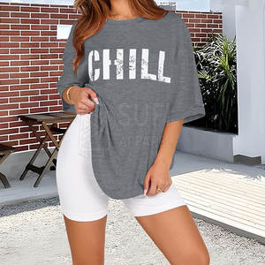 Camiseta Informal de Talla Grande para Mujer, Cuello Redondo, Manga Corta, Estilo Sólido, Ropa para Adultos, 100% Algodón, Opciones Personalizadas, MOQ Bajo - Product Image 4