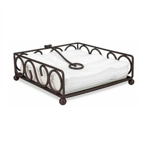 Porte-serviettes de table en métal décor antique perle de fer ronds de serviette décoratifs Vase de sol pour boîte à mouchoirs standard - Product Image 1