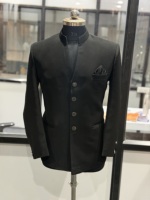 Sherwani Tradicional Indo-Occidental Negro Premium para Hombre, Prenda Étnica Reversible, Elástica, Antiarrugas, que Absorbe la Humedad, Ideal para Fiestas