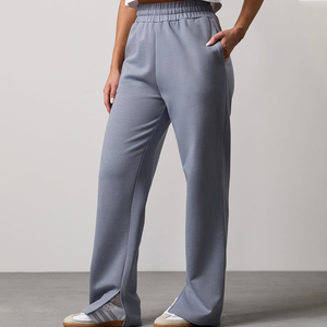 Top qualité gris femmes jambe droite Joggers éponge polaire doux au toucher tissu 100% coton femmes pantalons de survêtement femmes pantalons et pantalons - Product Image 1