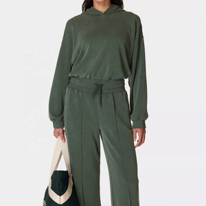 2025 Top corto de peso pesado personalizado Sudadera con capucha de poliéster/mezcla de algodón Jersey de talla grande sudadera de lana transpirable con capucha para mujer - Product Image 6