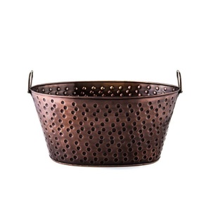 Stylishly handcrafted copper ice <b>bucket</b> for wedding receptions and luxury events with ornate handles and timeless antique appeal - Product Image 6