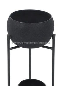 Maceta de doble capa negra artesanal premium a bajo precio - Product Image 3