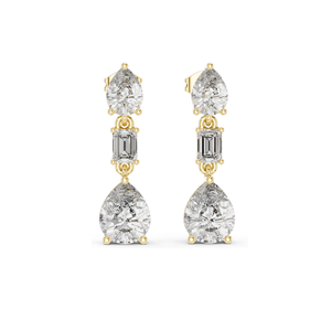 Boucles d'oreilles pendantes en diamant de laboratoire 5,6 CT, clarté VVS-VS, or 18 carats, 14 carats, 10 carats et argent 925, or rose, or jaune, or blanc et moissanite - Product Image 3