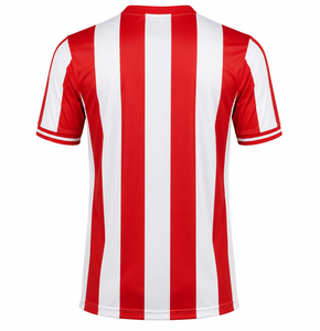 เสื้อฟุตบอลผู้ชายแบบกำหนดเอง เสื้อฟุตบอลลายทางสีแดงขาว เสื้อทีมกีฬาสำหรับฝึกซ้อม OEM - Product Image 4