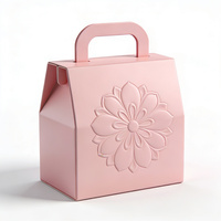 Rosa geprägte Blumen-Geschenkbox aus Papier mit individuellem Logo bedruckt, Karton-Giebelverpackung, Tragetasche für Bäckerei-Kuchenwaren, Großhandel