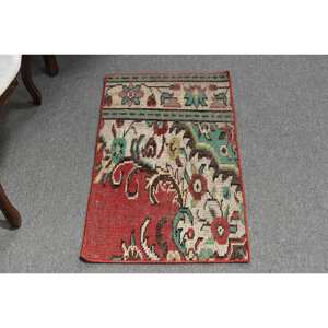 Alfombra turca clásica de área grande, diseño de retales rojo y verde tradicional, látex de lana de 1,7x2,8 pies para pasillo rectangular para adolescentes - Product Image 3