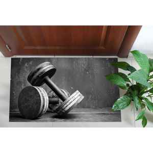 Tapis imprimé motivant : Tapis de gym avec haltères pour une utilisation en intérieur et en extérieur, tapis fin non tissé - Product Image 5