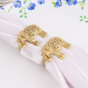 Vente en gros, nouvel arrivage, rond de serviette éléphant doré, porte-serviettes en laiton, organisateur de table pour fête de mariage, lot de 4 NHL-16 - Product Image 4