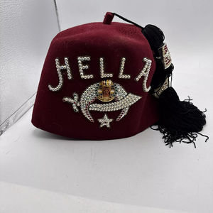 Vintage Old Masonic Regalia Maroon Shriners Fez Hat Masons Masonic Hat - Product Image 1