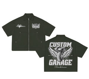 2024 personalizado de alta calidad serigrafiado Crop Top Boxy algodón Streetwear Vintage cremallera hombres Casual Polo camiseta transpirable - Product Image 2