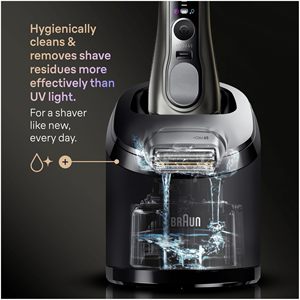 Rasoir électrique pour homme avec cinq lames de précision, utilisation humide et sèche, station de charge et de nettoyage - Étanche IPX7 pour usage corporel - Product Image 3