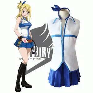 Baige Anime peri kuyruk Lucy Lucy filia elbise Cosplay kostüm kadın yetişkin JK üniforma seksi düşük geri kızlar etek cadılar bayramı