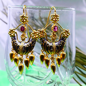 Traditional Handmade <b>Gold</b> Plated Tourmaline <b>Earrings</b> <b>Set</b> Elegant Women's Fashion for Weddings and Special Occasions - Product Image 4