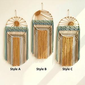 Tapiz de Macramé Redondo Multicolor Hecho a Mano, Decoración de Pared para Decoración del Hogar de Estilo Bohemio y Arte Mural de la India - Product Image 6