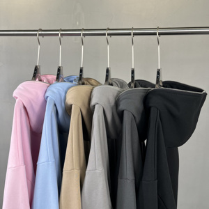 Sweat-shirts et hoodies pour hommes, coupe carrée, grammage lourd, zippés intégralement, pour le sport, avec broderie et impression 3D en relief - Product Image 3