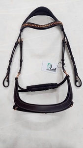 Bridon de créateur équestre confortable en cuir noir et marron, style islandais, avec cristaux marrons, pour l'équitation internationale - Product Image 6