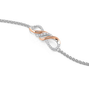 Jeulia Amore Two Tone <b>Infinity</b> Adjustable Fashion Tennis <b>Bracelet</b> - Product Image 2